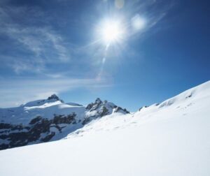 sun reflection on snow